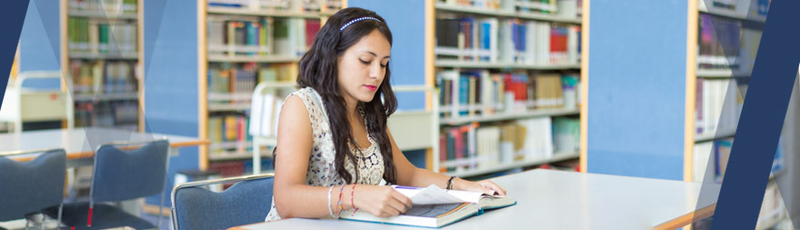estudiante leyendo en la biblioteca