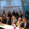 maestro Itzcóatl Tonatiuh Bravo Padilla,  maestro José Alberto Castellanos Gutiérrez; el Cónsul y delegado comercial de Canadá en Guadalajara, Stéphane Charbonneau y el director ejecutivo del Conahec, Sean Manley.