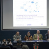 Vicerrectora Ejecutiva de la UdeG, doctora Carmen Rodríguez Armenta, Dr. Enrique Cabrero Mendoza, Director del Consejo Nacional de Ciencia y Tecnología (CONACyT), Dr. Luis F. Aguilar Villanueva, Director del Instituto en Políticas Públicas