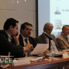 En sesión autoridades principales del CUCEA, secretarios y rector de centro